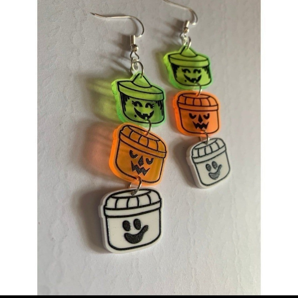 Halloween Ghost and Pumpkin Earrings